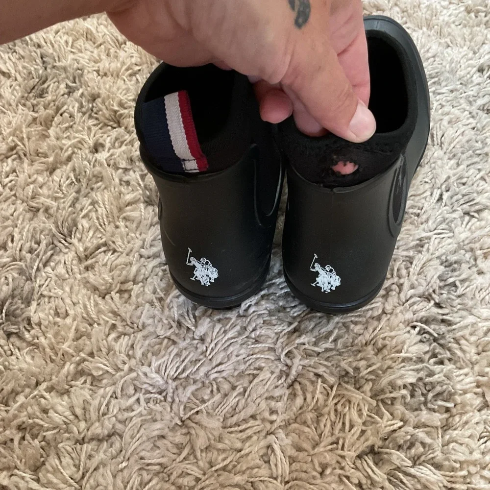 US Polo Assn Veena Women Black Ankle Rain Boots Size 6.5 Matte Waterproof NW9004